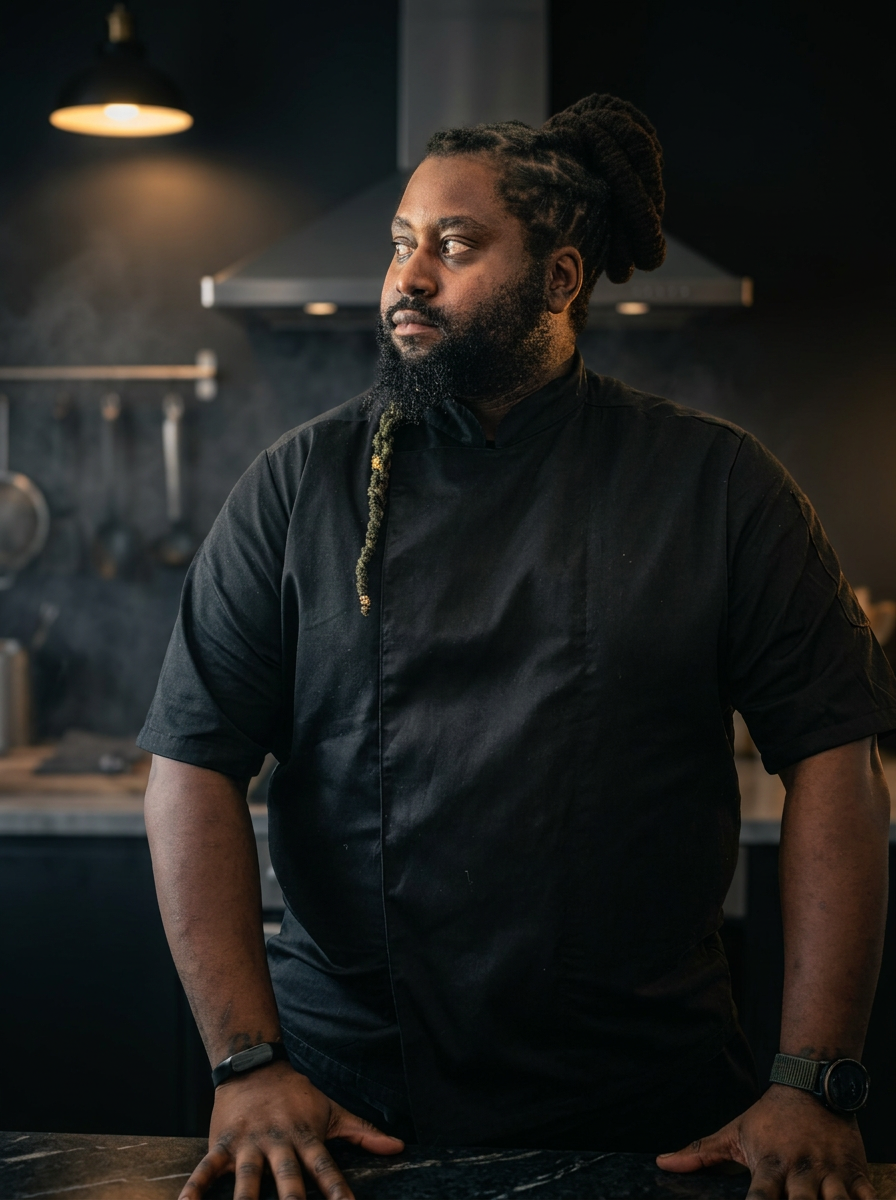 Chef Sinclair in his kitchen
